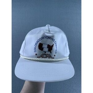Vintage Fahrenheit Colorado Wyoming ACPA Hat Cap Snap Back White Rope USA